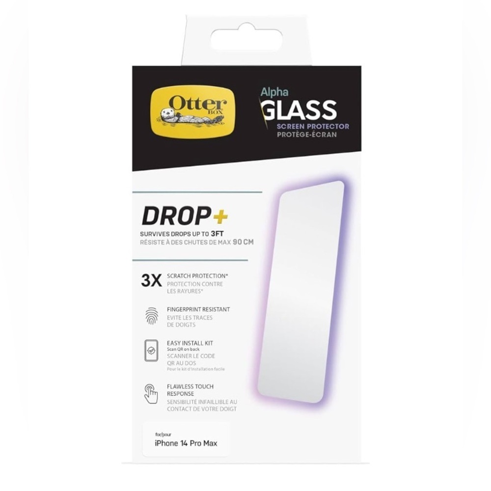 NEW - OtterBox ALPHAGLASSSERIES ANTIMICROBIAL ScreenProtector -iPhone 14 Pro Max